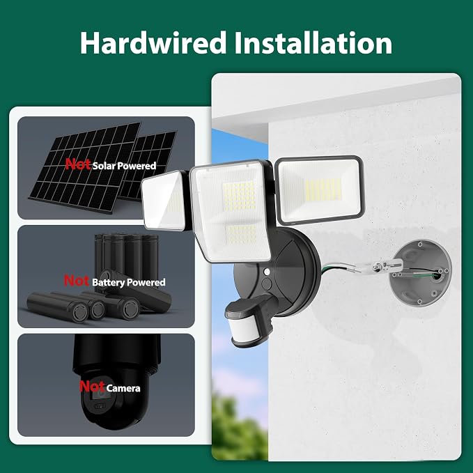 70W 7000LM Security Lights Outdoor, 4-Head LED Motion Sensor Flood Light - Image 2