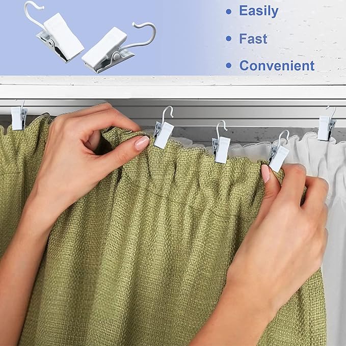 JANYUN 120 Pack White Clip Hook Set Curtain Clips - Image 5