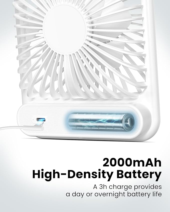 Koonie Desk Fan, Ultra Quiet 2.5-11h Battery Operated Small USB Fan - Image 4