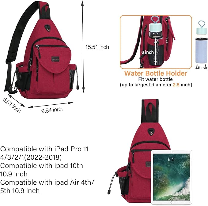 MOSISO Sling Backpack, Canvas Crossbody Hiking Daypack Bag - Image 2
