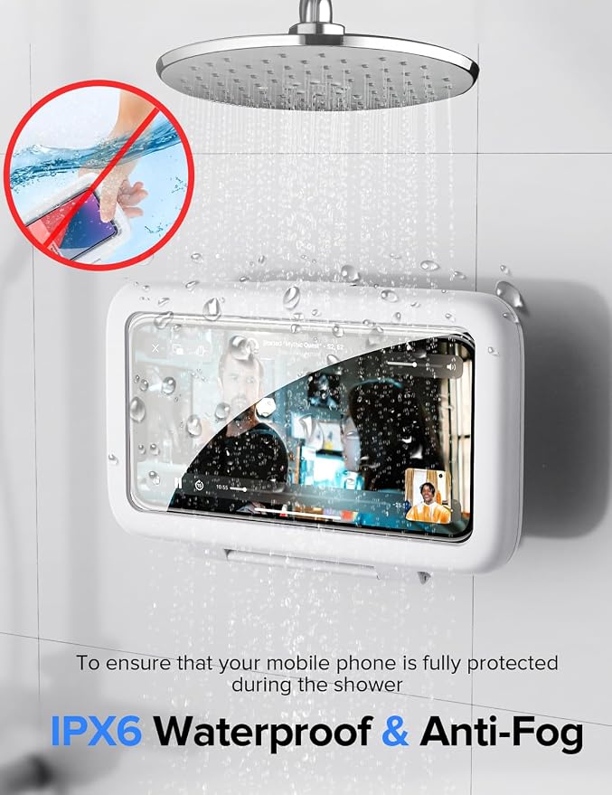 LC-dolida Shower Phone Holder Waterproof, 480° Rotatable Adjustable Bathroom - Image 3