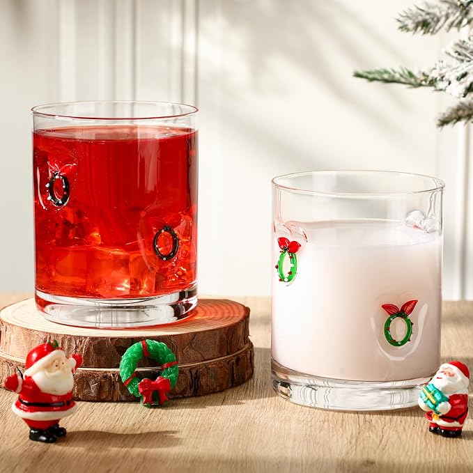 Skylety 2 Pcs Christmas Icon Juice Glasses Xmas Drinking Cups Old Fashioned - Image 7