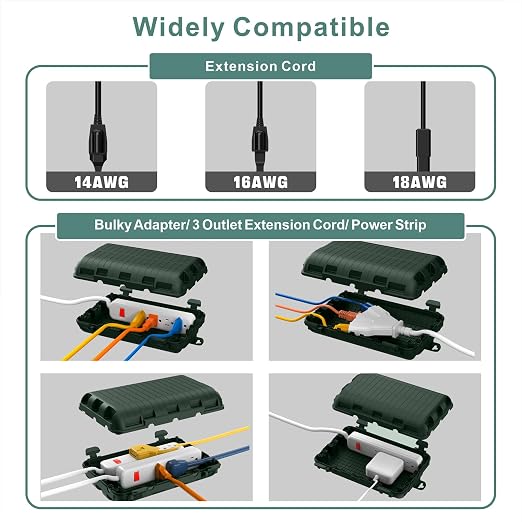Outdoor Waterproof Electrical Box, 2 Pack Large Extension Cord Cover Protector - Image 2