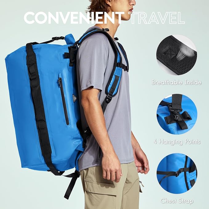 Haimont Large Waterproof Duffel Backpack Roll-Top Heavy Duty Dry Duffle Bag - Image 3