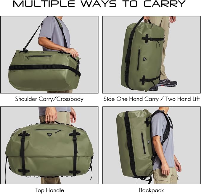 Haimont Large Waterproof Duffel Backpack Roll-Top Heavy Duty Dry Duffle Bag - Image 6
