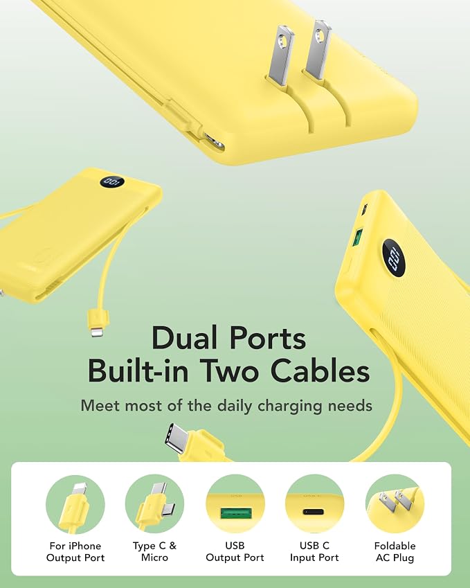VRURC Portable Charger Power Bank - 10000mAh Fast Charging 22.5W PD 20W Slim - Image 2