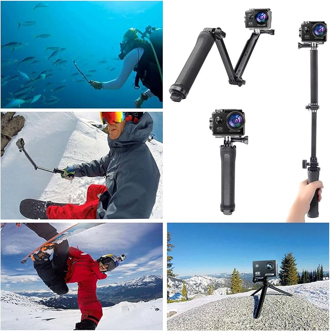 Action Camera Accessories Kits Bundle, Floating Handle Grip/Selfie Stick Tripod - Image 4