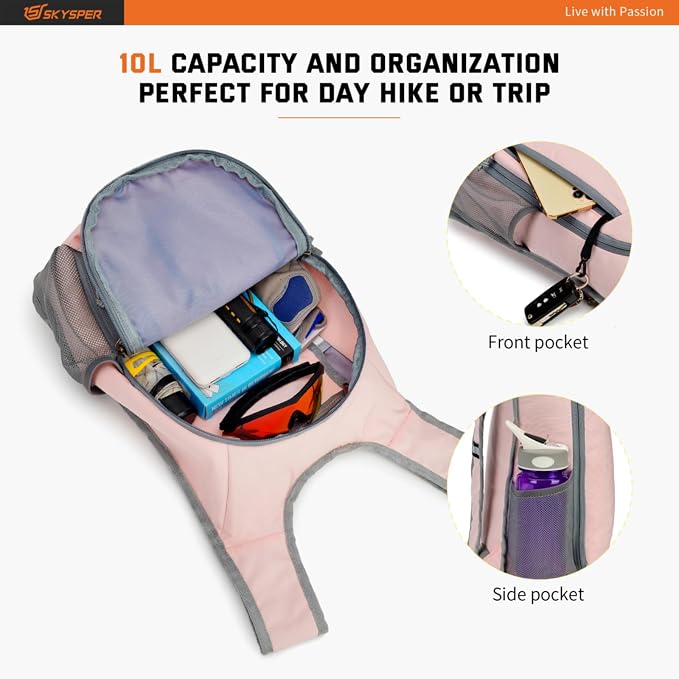 SKYSPER Small Daypack 10L Hiking Backpack Packable Lightweight Travel Day Pack - Image 3