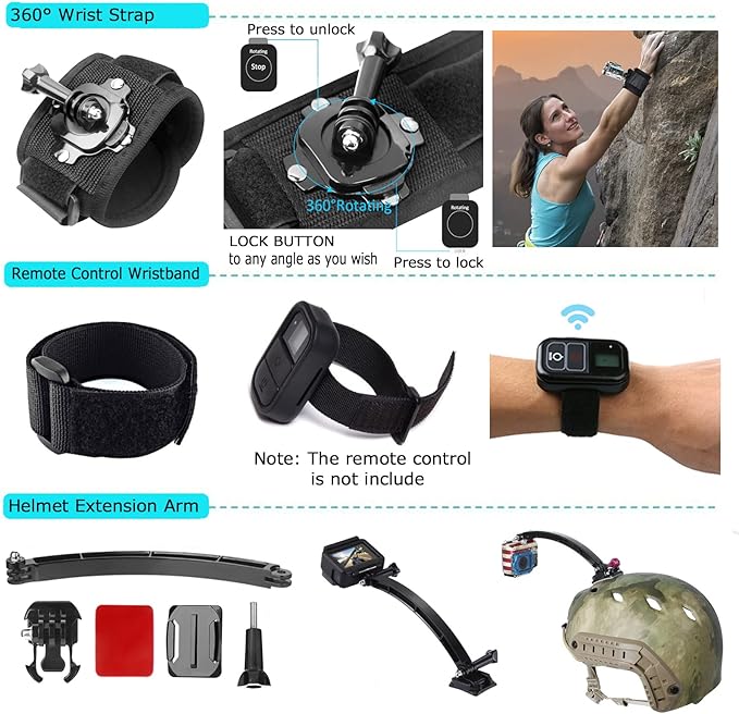 Action Cameras Accessory Kit, Bonvvie 50-in-1 Sports Camera Accessory Kit - Image 5