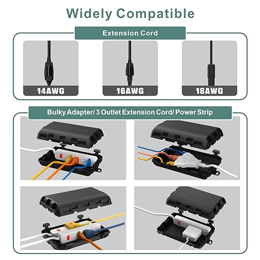 Outdoor Waterproof Electrical Box, 2 Pack Large Extension Cord Cover Protector - Image 3