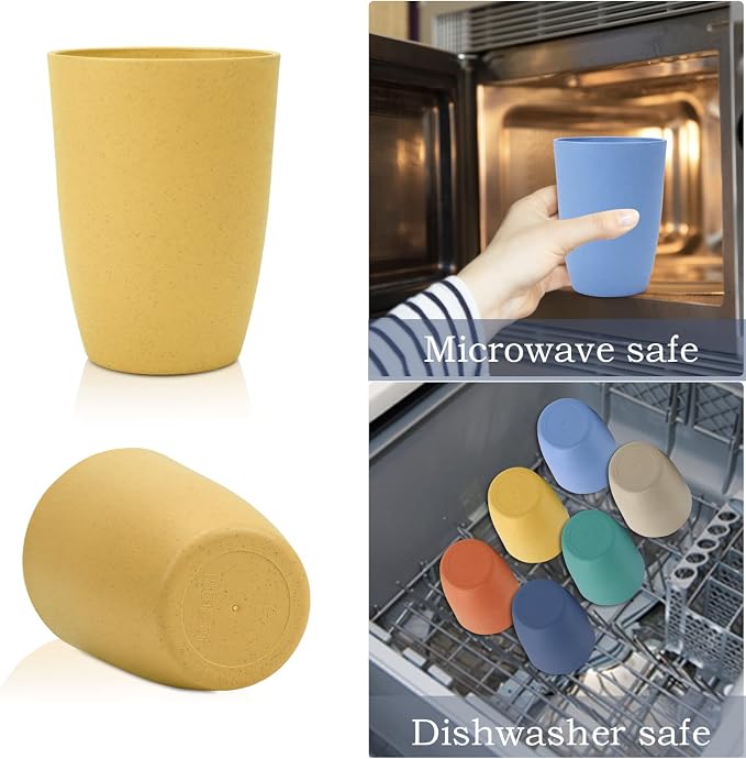 Wrova Wheat Straw Cups 6 PCS Good Alternative to Plastic Reusable Cups 20 oz - Image 6