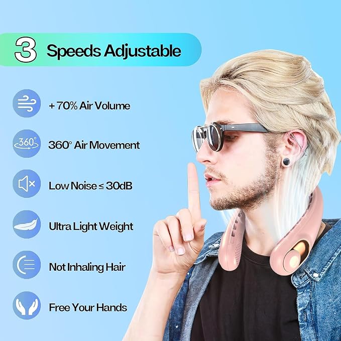 KIDEE Portable Neck Fan, Neck Fans Rechargeable - Image 2