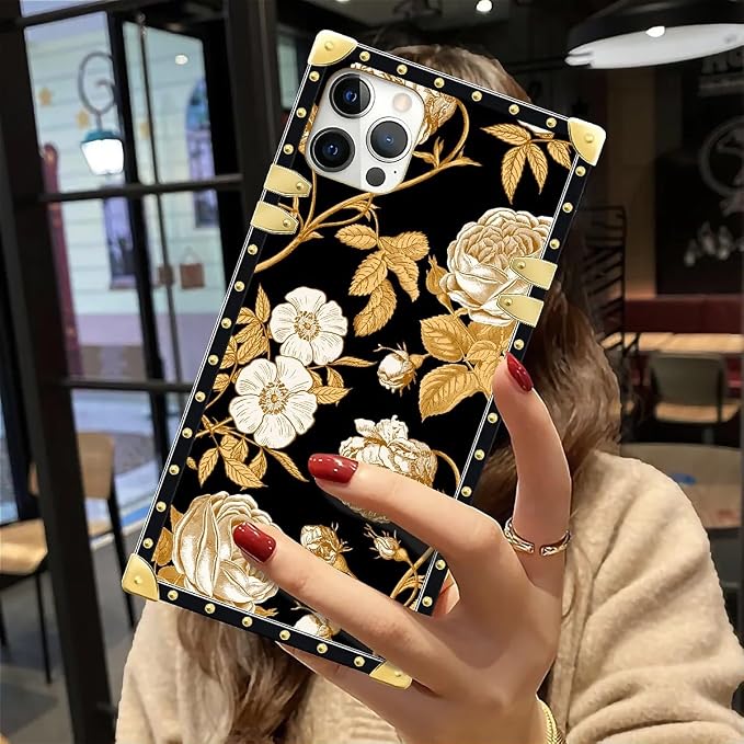 Compatible with iPhone 12 12 Pro Case, Blooming Rose Golden Flower Luxury - Image 6