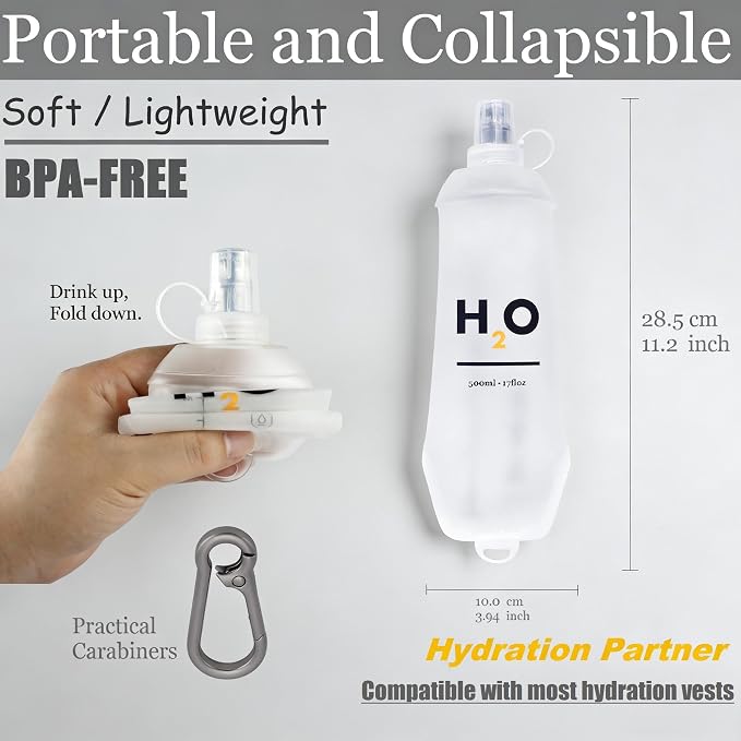 500ml Collapsible Soft Flask Water Bottle - Image 2
