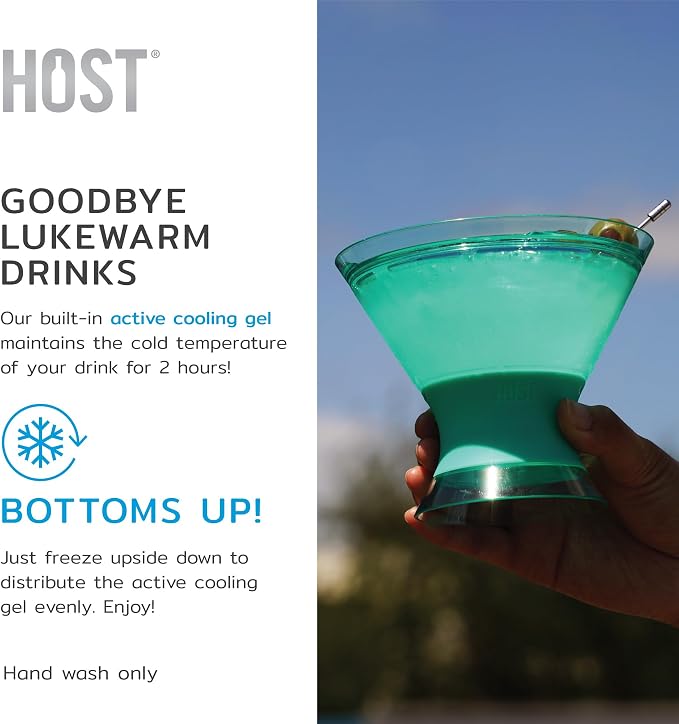 HOST Freeze Insulated Martini Cooling Cups, Plastic Freezer Gel Chiller Double - Image 3