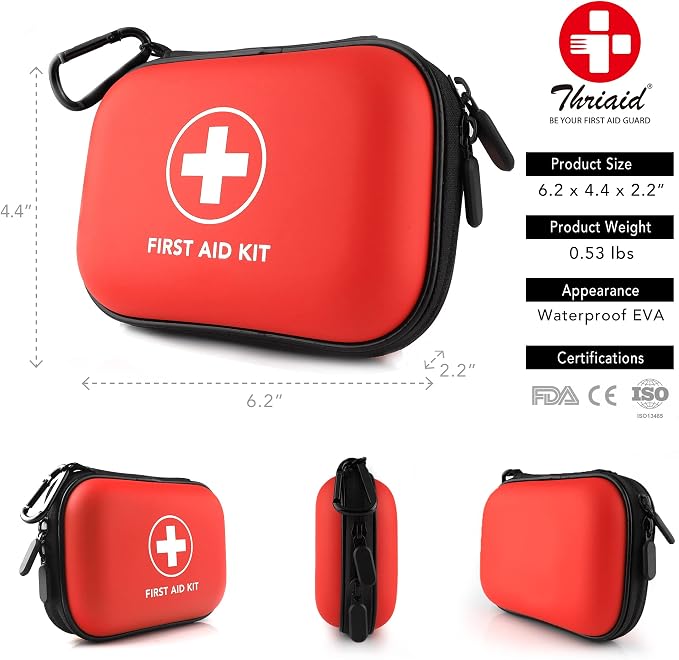 Mini First Aid Kit, 100 Pieces Water-Resistant Hard Shell Small Case - Image 2