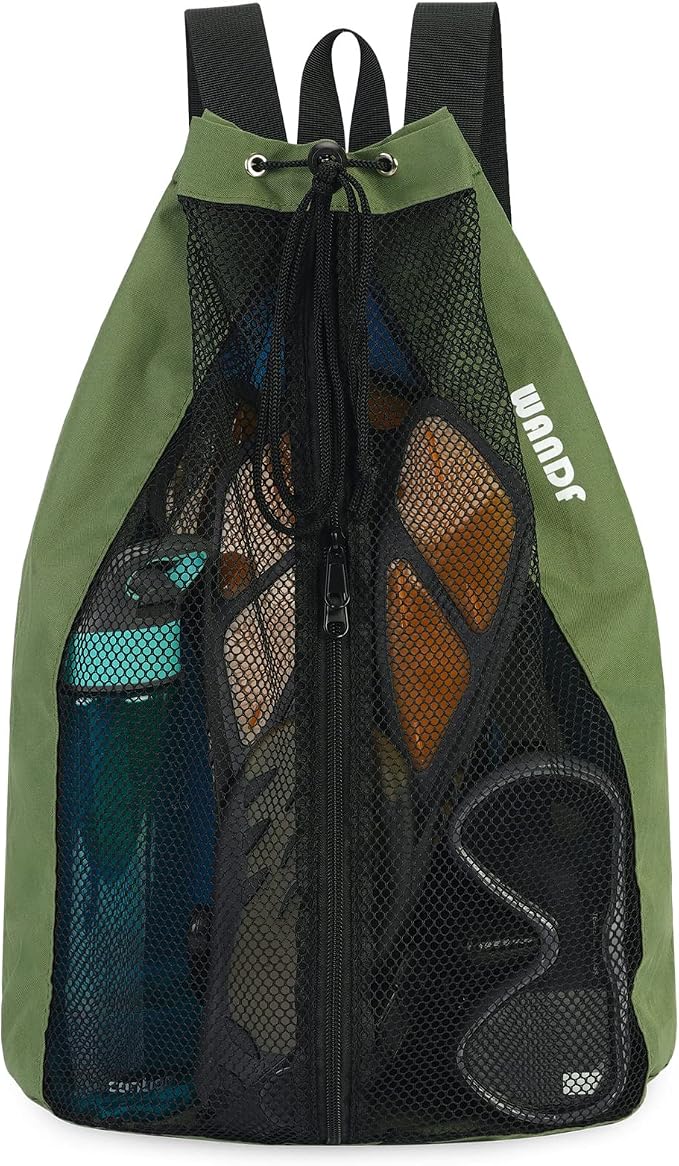 WANDF Swim Bag Mesh Drawstring Backpack Beach Backpack by WANDF