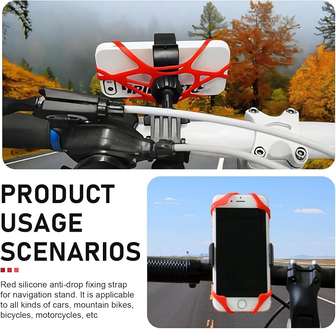 4 PCS Motorcycle Phone Mount Tether, Anti-Slip Adjustable Silicone Strap - Image 4
