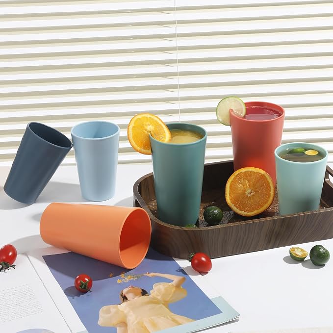 HEYCOME 24 Pcs Unbreakable Plastic Cups Set, 20 oz Reusable Plastic Cups - Image 5