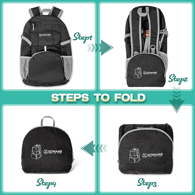 ZOMAKE Lightweight Packable Backpack 35L, Light Foldable Backpacks Water - Image 4
