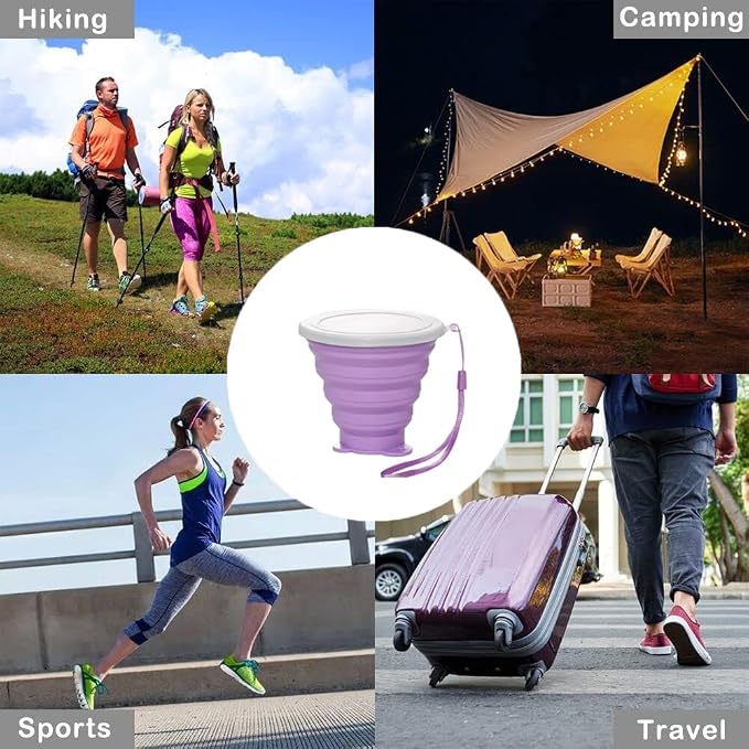 Silicone Collapsible Cups for Camping Travel, Small Portable Backpacking - Image 6