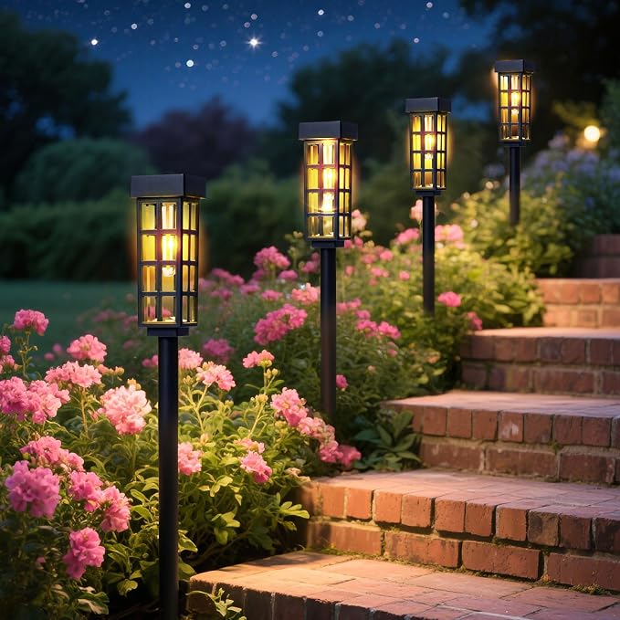 PASAMIC Solar Pathway Lights Outdoor, 24 Inch Tall Solar Landscape Lights by PASAMIC