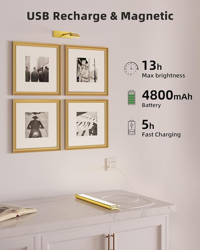 EZVALO Picture Light for Wall, 4800mAh Rechargeable Wireless Remote, Dimmable - Image 4