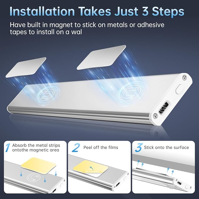 Under Cabinet Lighting, 74 LED 2200mAh Rechargeable, Motion Sensor Light - Image 6