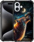 for iPhone 16 Case, Star Cave Hungry Wolf Pattern Graphic Design Girl Boy Soft by FKBRCL4U