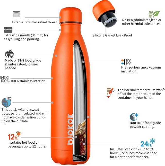 BJPKPK 25oz Insulated Stainless Steel Water Bottles, Sports Water Bottles Keep - Image 3