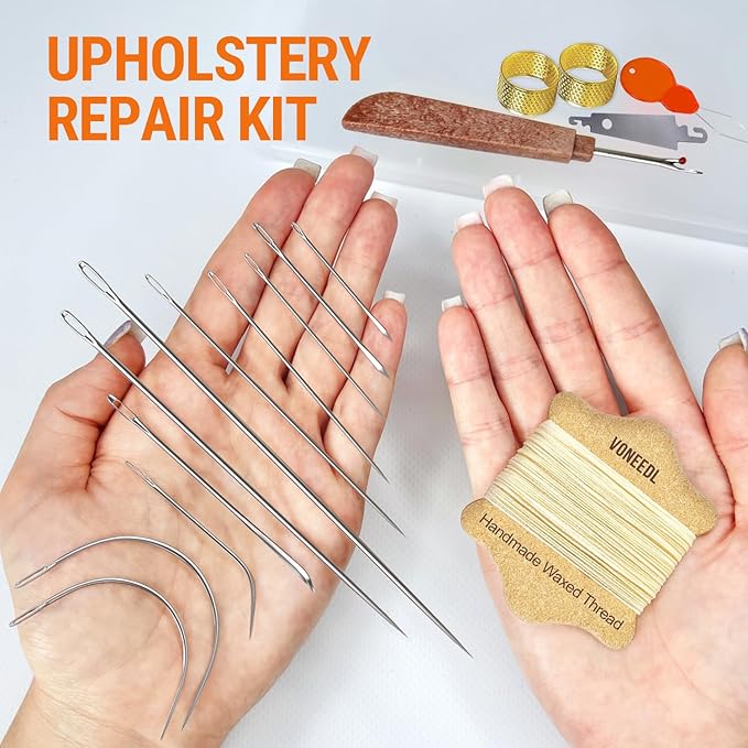 Upholstery Repair Kit: Waxed Sewing Thread & Heavy Duty Needles - Image 2