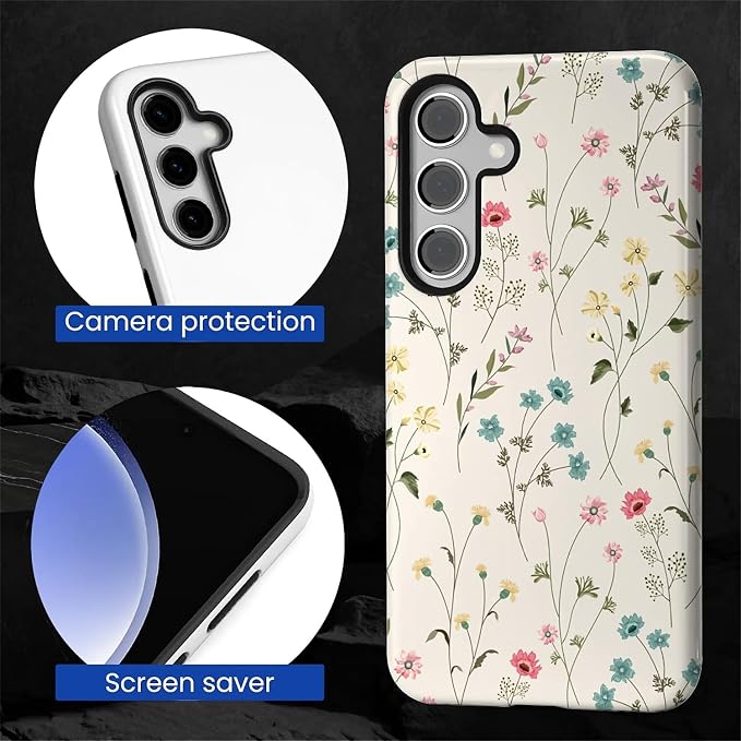 for Samsung Galaxy S24 Plus Case, HL2 Beige Flower Branch Hybrid 2 Layer Hard - Image 4