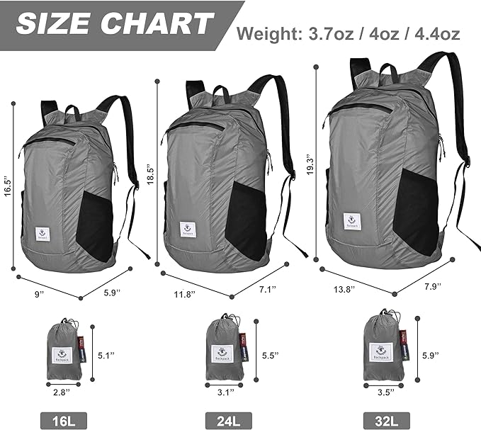 4Monster Hiking Daypack, Water Resistant Lightweight Packable Backpack - Image 3