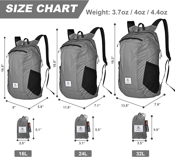 4Monster Hiking Daypack, Water Resistant Lightweight Packable Backpack - Image 3