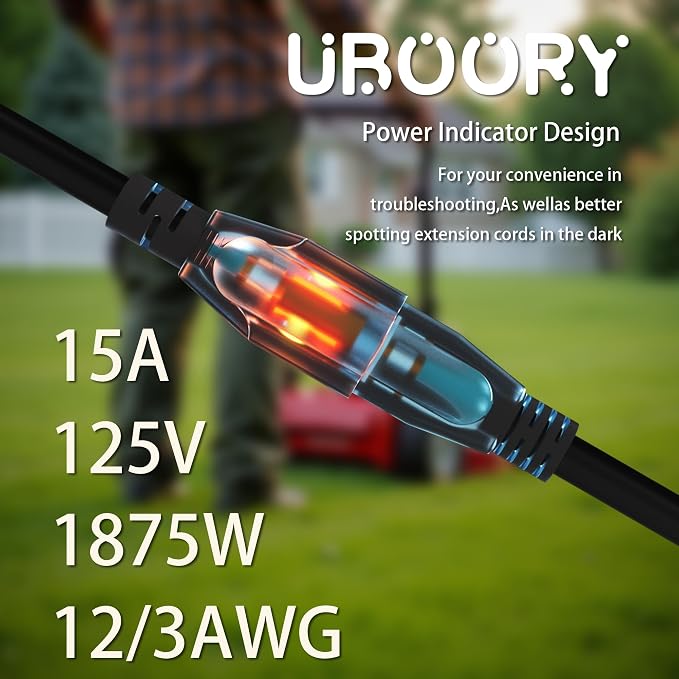 Outdoor Extension Cord Waterproof 100 FT, Flexible 100% Copper 3 Prong - Image 2