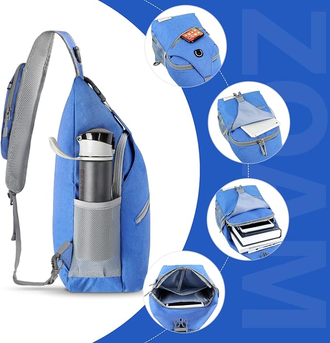 ZOMAKE Sling Bag, Small Crossbody Sling Backpack, Water Resistant Shoulder - Image 3