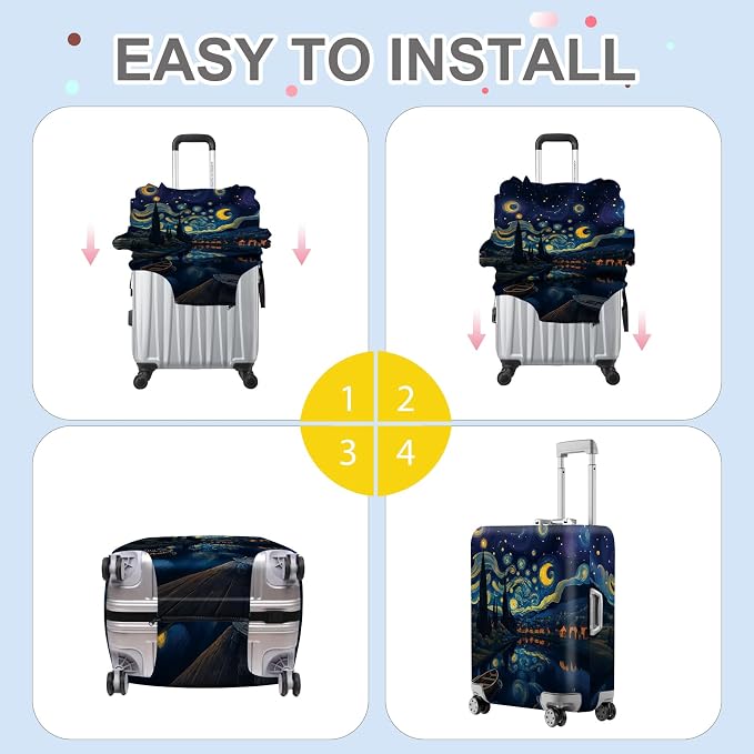 ANNA QUEEN Starry Night Art Luggage Cover, Van Gogh Inspired Suitcase Protector - Image 6