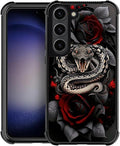for Samsung Galaxy S23 Case, Entwined Rose Snake Pattern Graphic Design Girl by FKBRCL4U