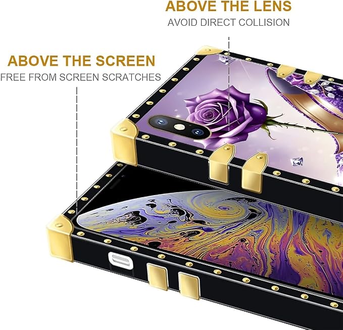 Compatible with iPhone Xs Max Case, High Heeled Purple Diamond Rose Luxury - Image 7