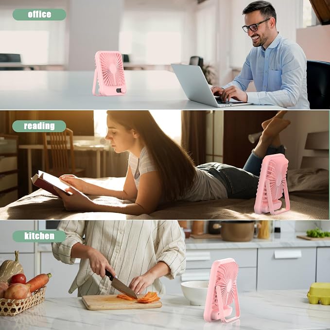 Portable Fan Rechargeable, Small Desk Fan Quiet, 180°Tilt Adjustable Personal - Image 7