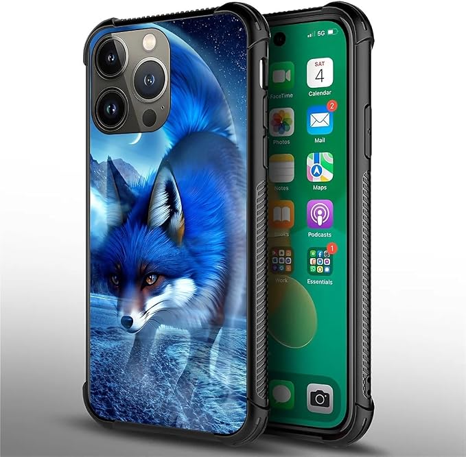 for iPhone 14 Pro Max Case, Snowy Mountain Fox Lake Pattern Graphic Design Girl - Image 3