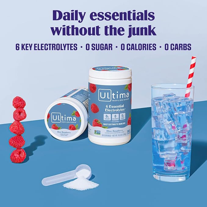 Ultima Replenisher Daily Electrolyte Powder Drink Mix – Sugar Free – Blue - Image 2