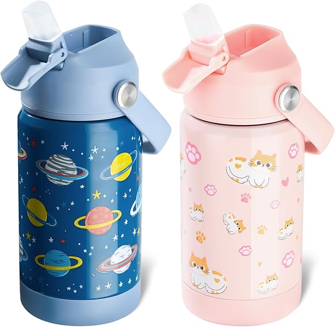 Kerilyn 12oz Kids Water Bottle 2 Pack, Stainless Steel Insulated Water Bottle by Kerilyn