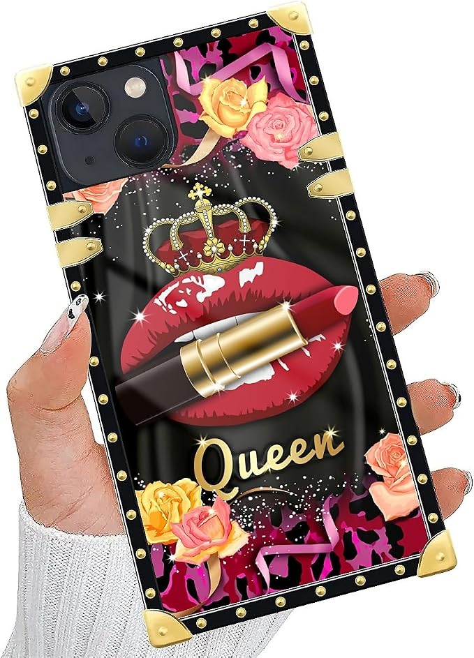 Compatible with iPhone 13 Case, Queen Lip Crown Leopard Print Luxury Golden - Image 5