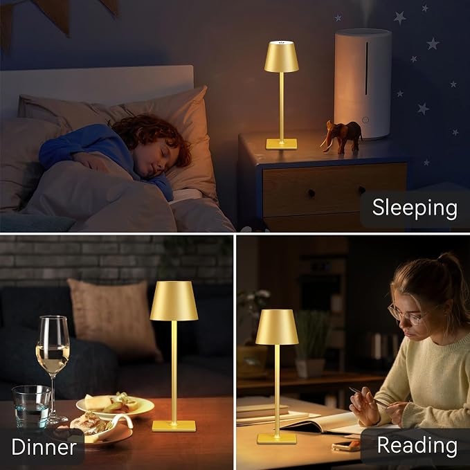 Yogaret 4 Pack Gold Rechargeable Led Cordless Table Lamps, Cordless Lamp - Image 3