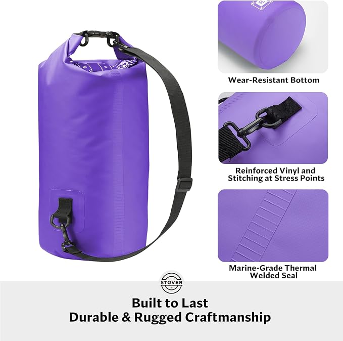 STOVER 5/10/25/30/40/55L Waterproof Dry Bag- Roll-Top Backpack w/Phone Case- - Image 3