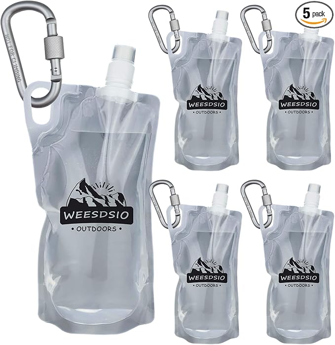 5-Pack 1L Hiking Collapsible Water Bottles by Weesdsio