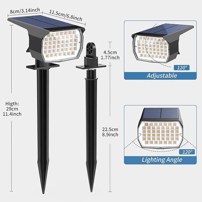 WENATY Solar Spot Lights Outdoor Waterproof IP65, 6 Pack Landscape Spotlights - Image 6