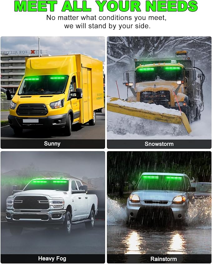 HLauto 6Z4J Emergency Dash Strobe Lights: 2x16.8 inch Green Safety Lights - Image 6