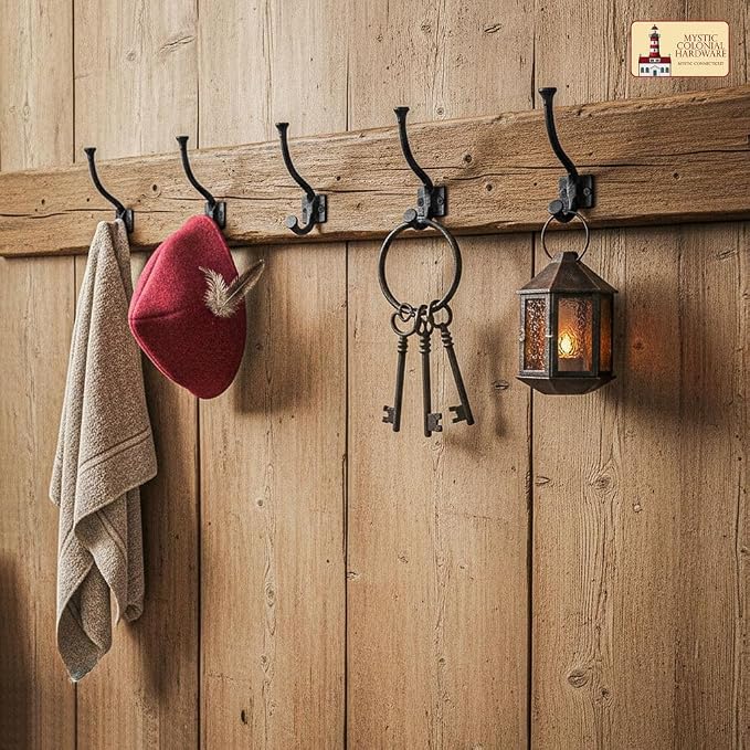 Mystic Colonial Medieval Rustic Cast Iron Wall Hooks | Vintage Black Coated - Image 6